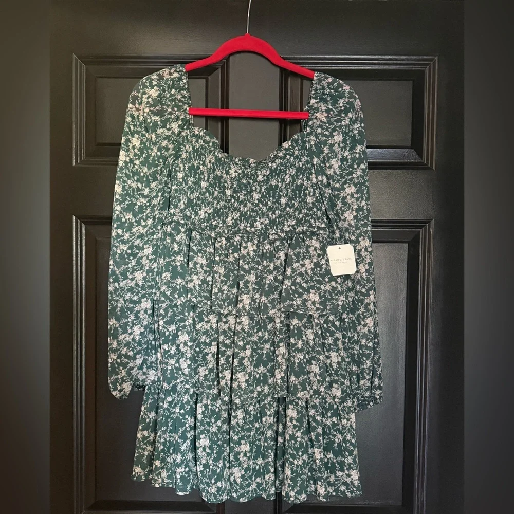 NWT Altar’d State green floral square neck tiered dress S - Picture 7 of 7